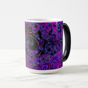 Trippy Zwart en Magenta Retro Vloeibare Draaikolk Magische Mok