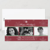 Triptiek scharlaken sneeuwvlok fotokaart feestdagenkaart (Voorkant / Achterkant)