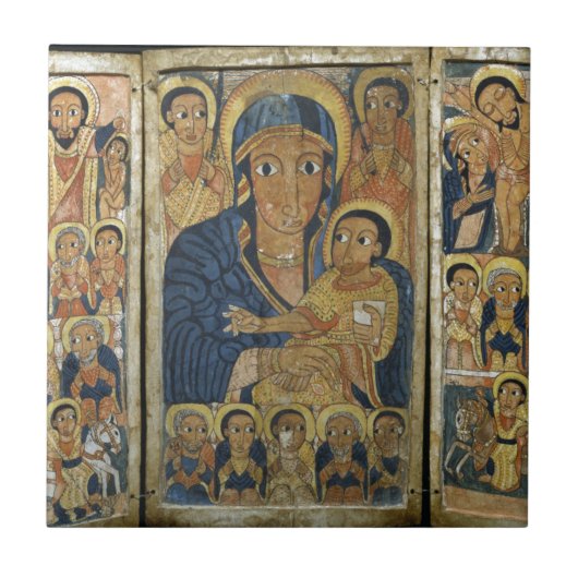 Triptych Center Panel met Mary en haar zoon Tegeltje (Voorkant)