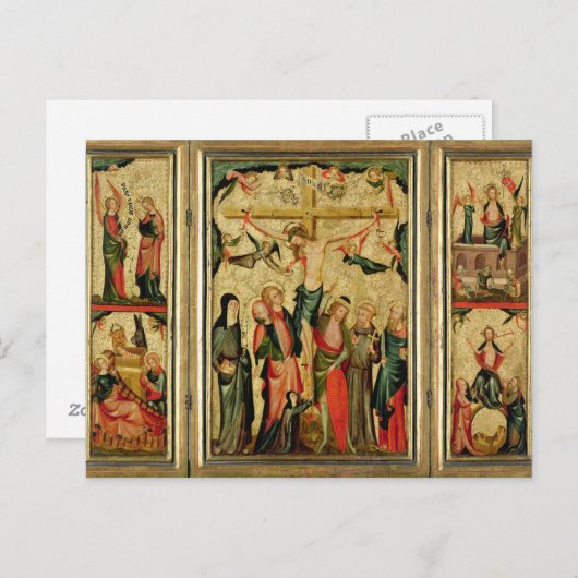 Triptych die de Kroonfixatie van Christus afschild Briefkaart (Voorkant / Achterkant)