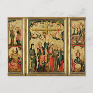 Triptych die de Kroonfixatie van Christus afschild Briefkaart