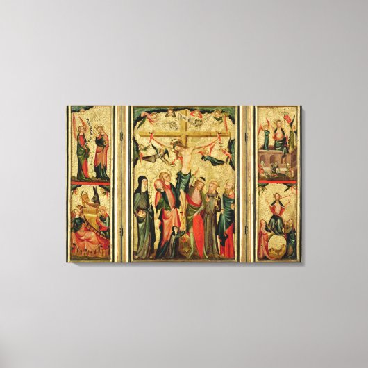 Triptych die de Kroonfixatie van Christus afschild Canvas Afdruk (Voorkant)