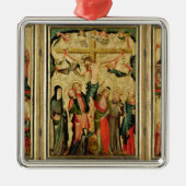 Triptych die de Kroonfixatie van Christus afschild Metalen Ornament (Voorkant)