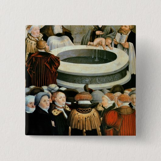 Triptych, linkerpaneel, Philipp Melanchthon Vierkante Button 5,1 Cm (Voorkant)
