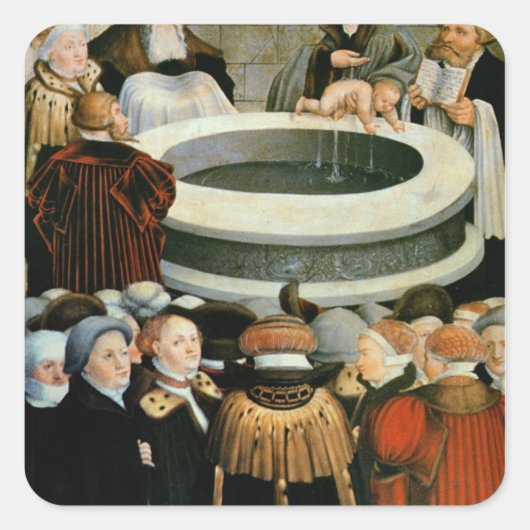 Triptych, linkerpaneel, Philipp Melanchthon Vierkante Sticker (Voorkant)