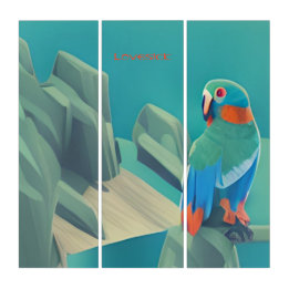 Triptych Lovesick! Parrot in Love Abstracte Art Drieluik