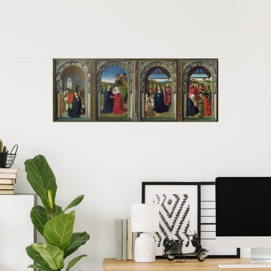 Triptych met de aankondiging poster (Thuiskantoor)