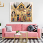 Triptych met scènes vanaf het leven van de canvas afdruk (Insitu (Woonkamer))