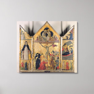 Triptych met scènes vanaf het leven van de canvas afdruk