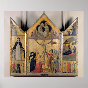 Triptych met scènes vanaf het leven van de poster