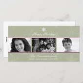 Triptych Sage Snowflake-fotokaart Feestdagenkaart (Voorkant / Achterkant)