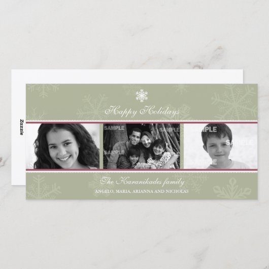 Triptych Sage Snowflake-fotokaart Feestdagenkaart (Voorkant / Achterkant)