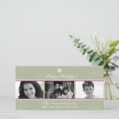 Triptych Sage Snowflake-fotokaart Feestdagenkaart (Staand voorkant)