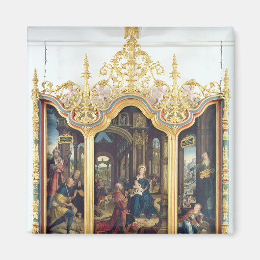 Triptych van de Adoratie van de Baby Christus Magneet (Voorkant)