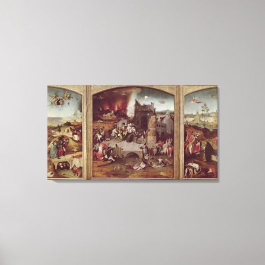 Triptych van de Temptation of St. Anthony Canvas Afdruk (Voorkant)
