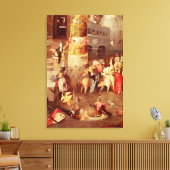 Triptych van de Temptation of St. Anthony Canvas Afdruk (Insitu (Woonkamer))