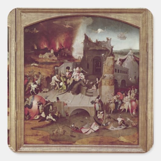 Triptych van de Temptation of St. Anthony Vierkante Sticker (Voorkant)