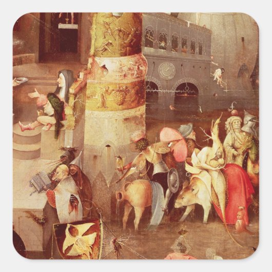 Triptych van de Temptation of St. Anthony Vierkante Sticker (Voorkant)