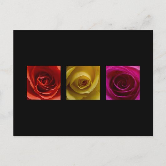 Triptyse Rozen oranje geel roze Briefkaart (Voorkant)