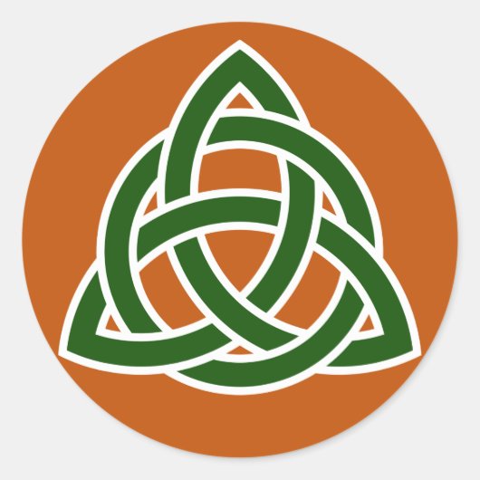 Triquet Keltische knoop (groen en wit) Ronde Sticker (Voorkant)