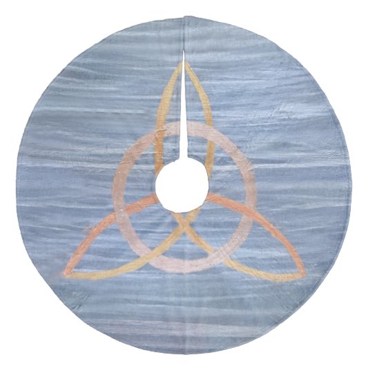 Triquetra Abstract | Blue Gold Celtic Trinity Knot Fleece Kerstboom Rok (Voorkant)