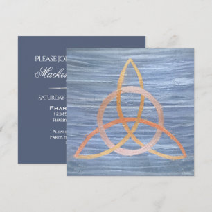 Triquetra Abstract   Blue Gold Celtic Trinity Knot Kaart