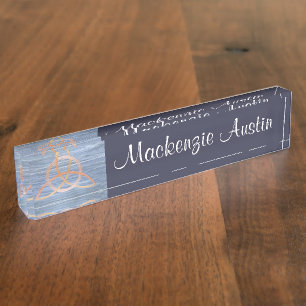 Triquetra Abstract   Blue Gold Celtic Trinity Knot Naambordje