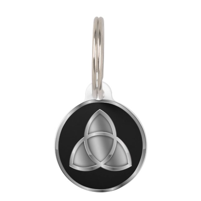 Triquetra Black/Silver Huisdierpenning (Achterkant)