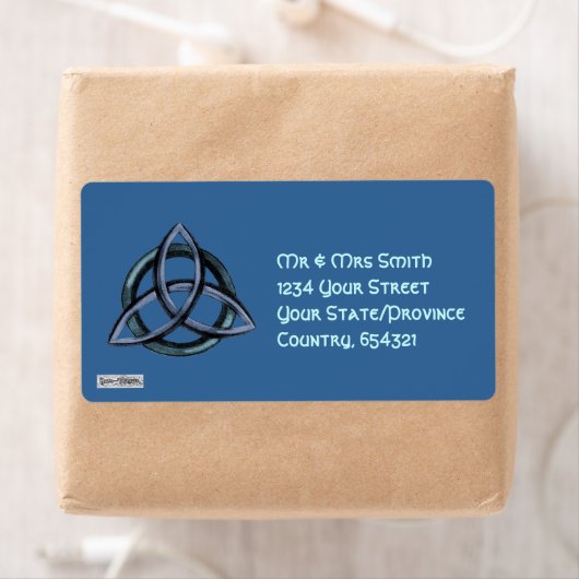 Triquetra (blauw) etiket (Insitu)