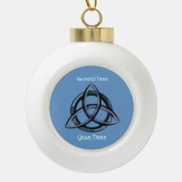 Triquetra (blauw) keramische bal ornament