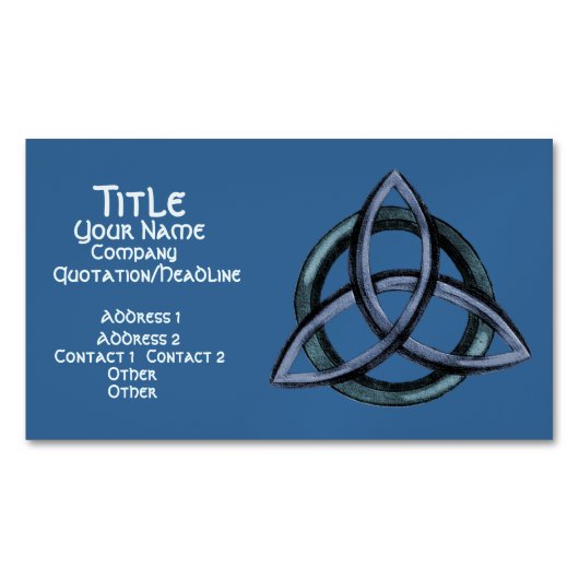 Triquetra (blauw) magnetisch visitekaartje (Voorkant)