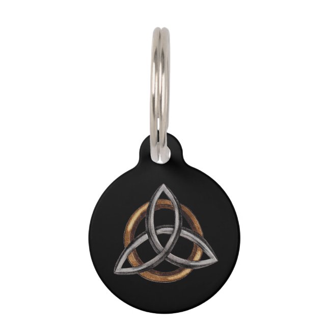Triquetra (bruin/zilver) huisdierpenning (Voorkant)