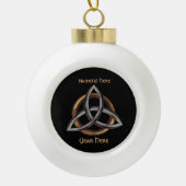 Triquetra (bruin/zilver) keramische bal ornament (Voorkant)