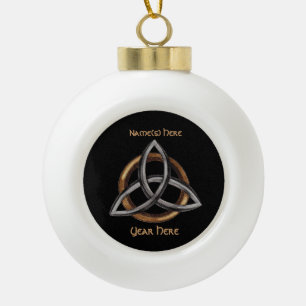 Triquetra (bruin/zilver) keramische bal ornament