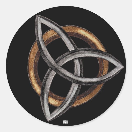 Triquetra (bruin/zilver) ronde sticker (Voorkant)