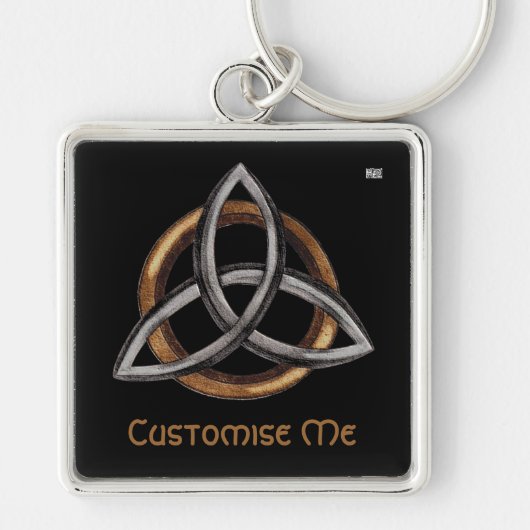 Triquetra (bruin/zilver) sleutelhanger (Voorkant)