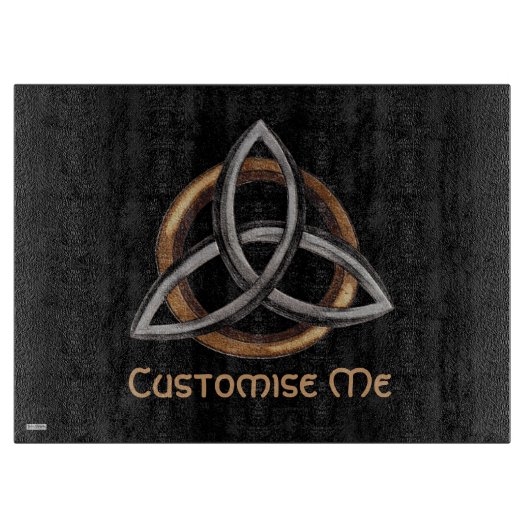 Triquetra (bruin/zilver) snijplank (Voorkant)