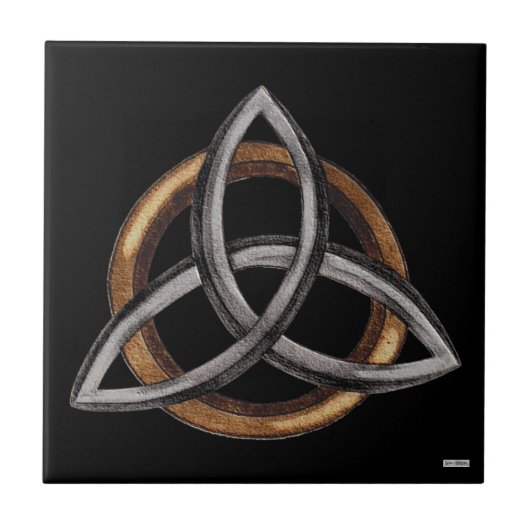 Triquetra (bruin/zilver) tegeltje (Voorkant)