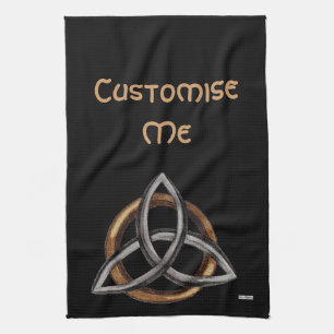 Triquetra (bruin/zilver) theedoek