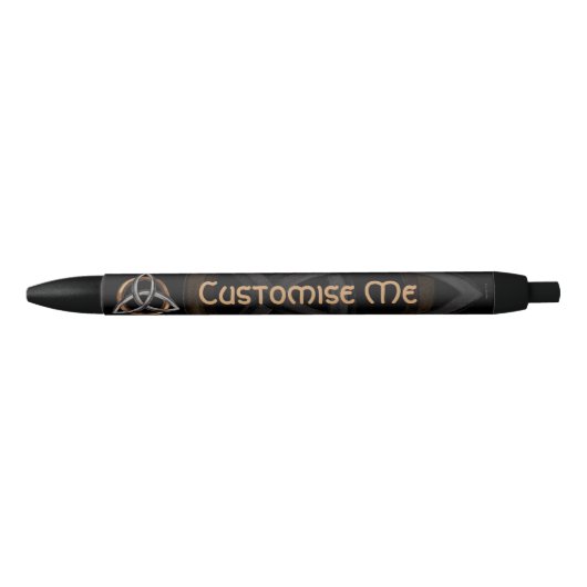 Triquetra (bruin/zilver) zwarte inkt pen (Voorkant)