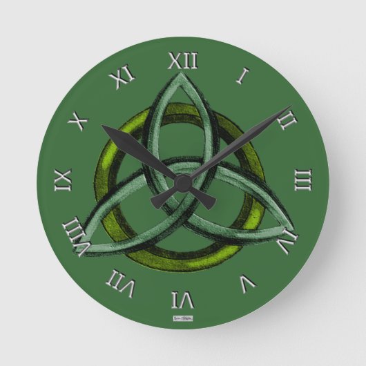 Triquetra (groen) ronde klok (Voorkant)