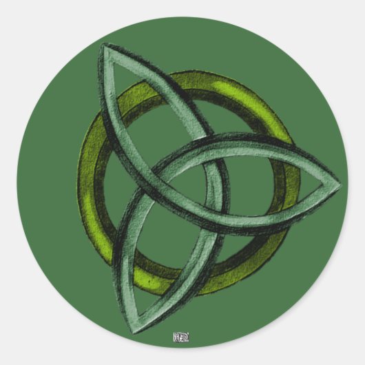 Triquetra (groen) ronde sticker (Voorkant)