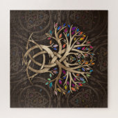Triquetra Levensboom Kleurrijke bladeren Legpuzzel (Horizontaal)