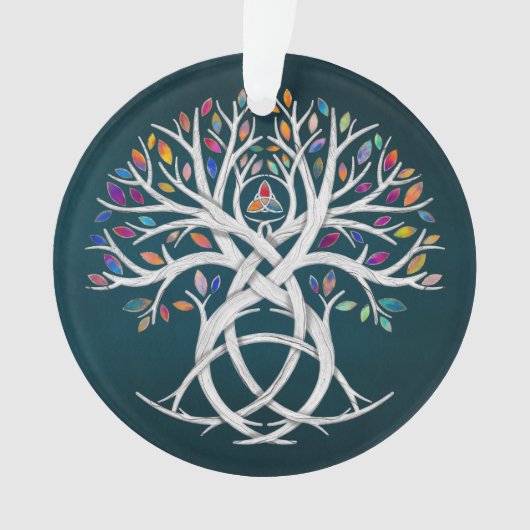 Triquetra Levensboom Kleurrijke bladeren Ornament (voorkant)
