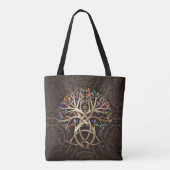 Triquetra Levensboom Kleurrijke bladeren Tote Bag (Achterkant)