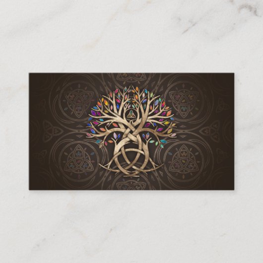 Triquetra Levensboom Kleurrijke bladeren Visitekaartje (Voorkant)