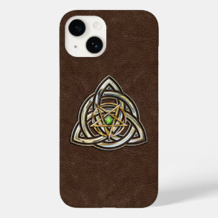 Triquetra Pentagram op Bruin Case-Mate iPhone 14 Hoesje