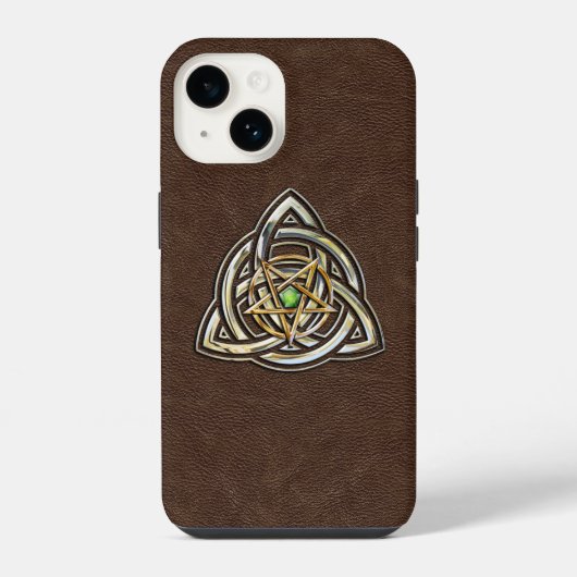 Triquetra Pentagram op Bruin iPhone Hoesje (Achterkant)