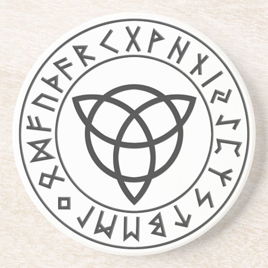 Triquetra Rune Shield Zandsteen Onderzetter (Voorkant)