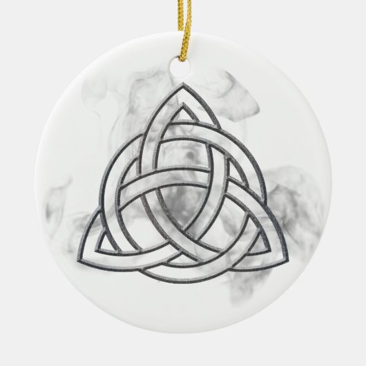 Triquetra Silver Bevel Keramisch Ornament (Voorkant)
